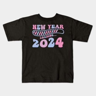 New year 2024 loading pastel wavy design Kids T-Shirt